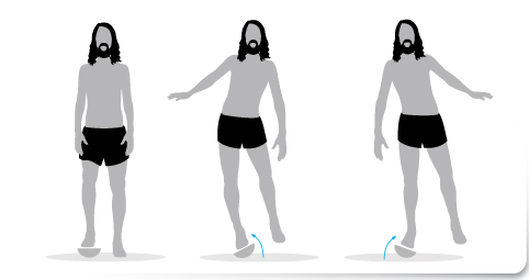 plan de transición, Ejercicio 2 una sola pierna plataforma inestable correr descalzo minimalista